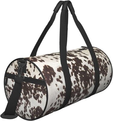 Сумка для подорожей зі шкіри великої рогатої худоби з молочним принтом, для фітнесу, спортивного спорядження, велика дорожня сумка, сумка на нічліг та на вихідні для жінок та чоловіків, Чорна, Універсальний розмір