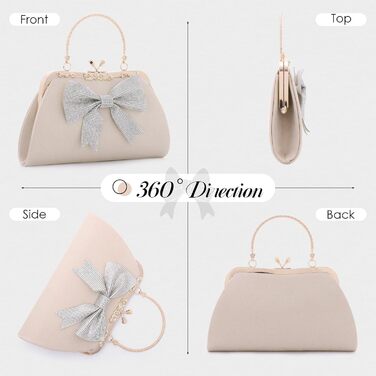 Вечірня сумочка-клатч з оксамиту з блискучою стрічкою та знімним ланцюжком. Елегантна жіноча сумочка для весіль, вечірок та вечерь, бежевого кольору.