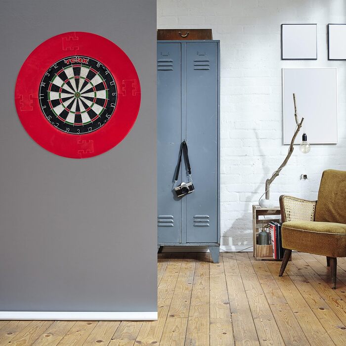 Захисне кільце для дротиків Relaxdays R7, 4 шт., для мішені для дротиків 45 см, міцний настінний захист, EVA, загальний діаметр 72 см, червоне, одинарне