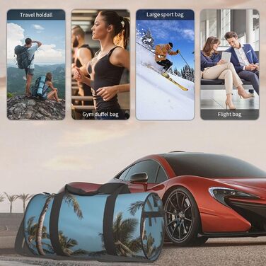 Спортивна сумка, дорожня сумка, пляжна сумка, принт Кокосова пальма, сумка для ночівлі, чорна, універсальний розмір, сумка для подорожей