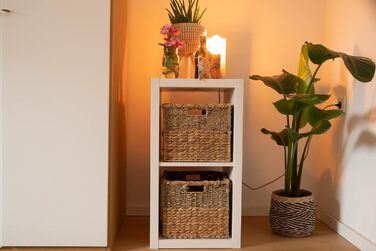 Плетений кошик для зберігання з водяного гіацинта та морської трави, прямокутний - квадратний кошик з полицями - Kallax/Expedit - Д 34 см, , натуральний