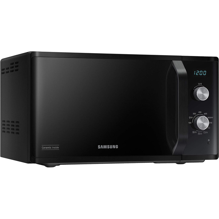 Мікрохвильова піч Samsung MG23K3614AK/EG з грилем / 23 літри для приготування / 800 Вт / Великий елемент гриля для рівномірного підрум'янювання / Стійка до подряпин керамічна емальована внутрішня частина