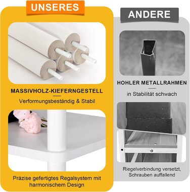 Полиця, Біла вузька книжкова шафа, Висока окремостояча полиця з 6 полицями, Дерев&39яна відкрита тонка кутова полиця для спальні та вітальні, 165 x 60 x 30 см Біла 6 полиць, 60 см (Ш)