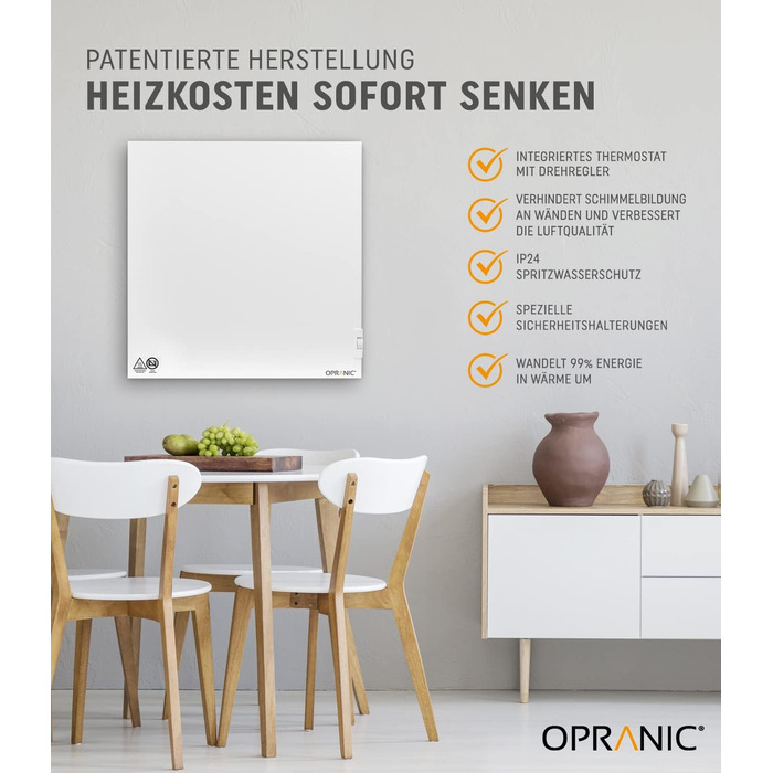 Інфрачервоний гібридний обігрівач з термостатом 5-річна гарантія Інфрачервоний настінний або окремостоячий інфрачервоний обігрівач, інфрачервоний випромінювач (550 Вт)