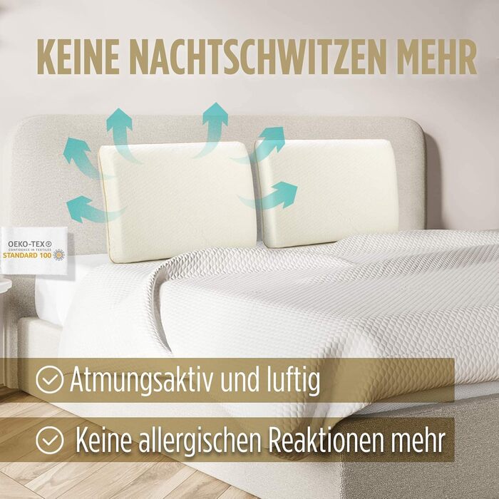 Ергономічна подушка для шиї та голови Vitapur MemoDream високоякісні матеріали, повітропроникність та стандарт Oeko-TEX 100 оптимальний комфорт сну для будь-якої пози B07FRDZC