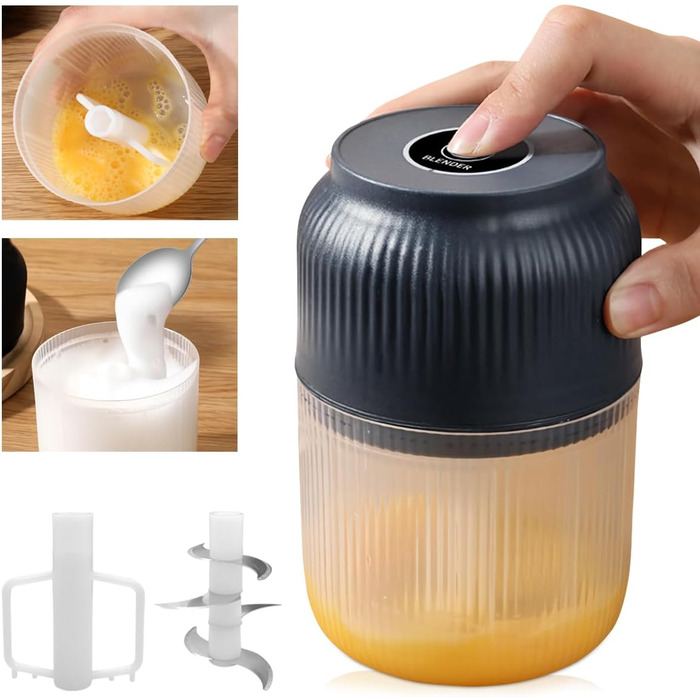 Електрична цибульна нарізка Mini, бездротова портативна USB-зарядка Маленький часниковий подрібнювач Блендер Подрібнювач їжі М'ясорубка для цибулі Перець Часник Овочі (400 мл, синій) 400 мл Синій