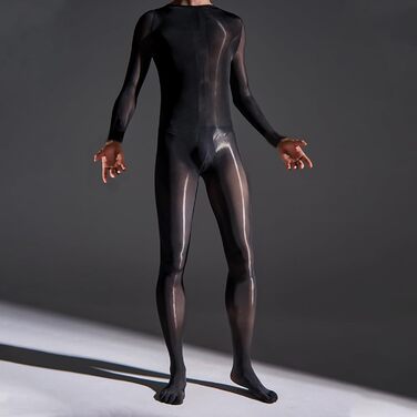 Чоловічі блискучі колготки HTRUIYATY Bodystocking Oil Блискучі чоловічі нейлонові комбінезони для повного тіла, чорні