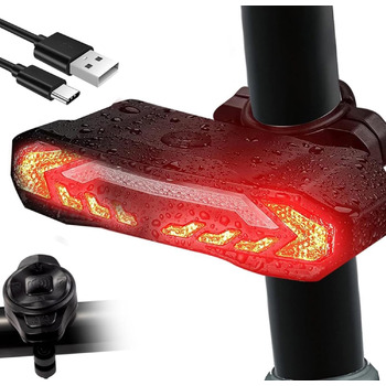 Велосипедна сигналізація Meichoon з функцією повороту USB акумуляторний пульт дистанційного керування протиугінний велосипедний сигналізатор автоматичне ввімкнення/вимкнення водонепроникний для безпеки велоспорту вночі, їзди в горах