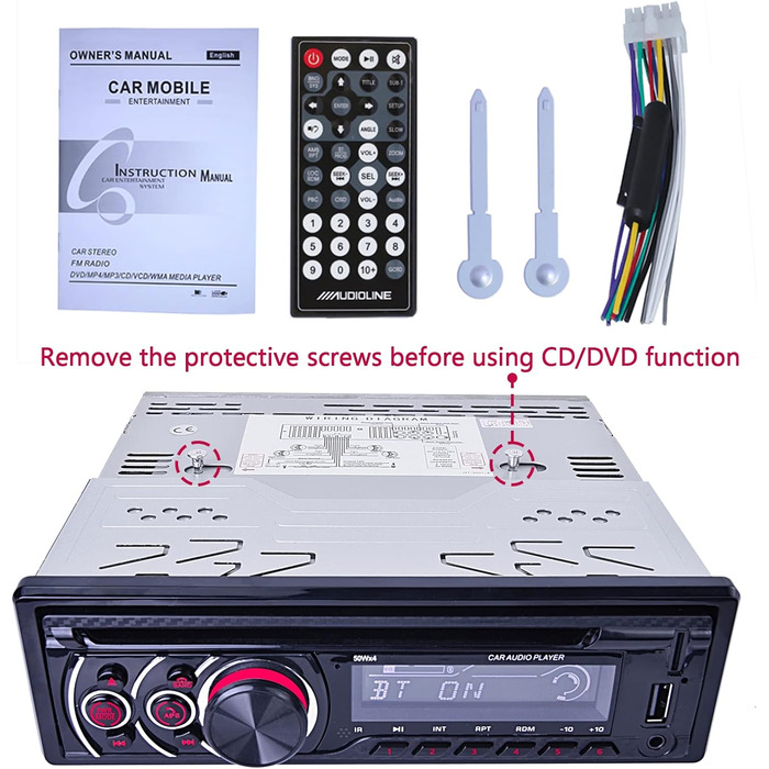 Автомобільна стереосистема Podofo 1 Din CD DVD Bluetooth Handsfree 1Din Автомобільна радіостанція FM USB SD AUX MP3 CD програвач Автомобільна стереосистема з пультом дистанційного керування