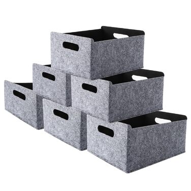 Набір кошиків з фетру JMIATRY, 6 предметів, 325x15 см, коробка для зберігання з фетру, сірий фетр, для полиць, шаф, офісу