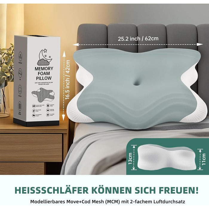 Подушка для сну на боці, подушка для шиї, подушка для голови, подушка з піни з ефектом пам&39яті, подушка для підтримки шиї, подушка для сну на спині, животі та на боці