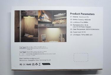 Сенсорна світлова панель Hapfish з можливістю затемнення, світлодіодна батарея для кухні під шафою бездротова з магнітом дистанцій