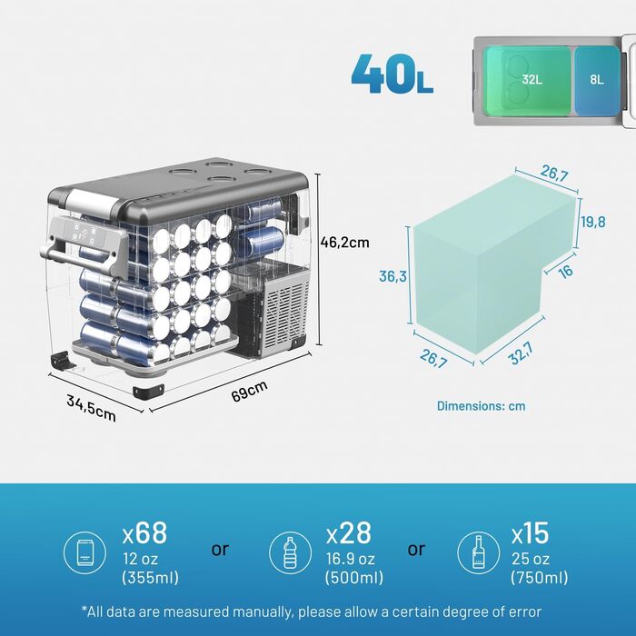 Літрів прохолодний ящик 12В портативний міні-холодильник електрична морозильна камера невелика морозильна камера для автокемпінгу,