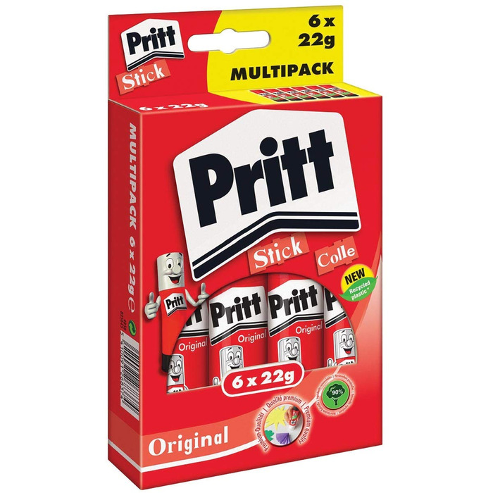 Клей-олівець Pritt, безпечний і зручний для дітей клей для мистецтва та рукоділля, міцний клей для шкільного та канцелярського приладдя, ручка Pritt 12x6x22 г