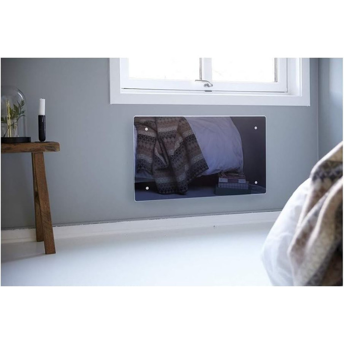 Розумний настінний конвекторний обігрівач з WiFi - 400 Вт, чорний Настінний електричний обігрівач Електричний радіатор - 340 мм Керування за допомогою смартфона РК-дисплей Електричне опалення KWT IP24C 400 Вт, чорний