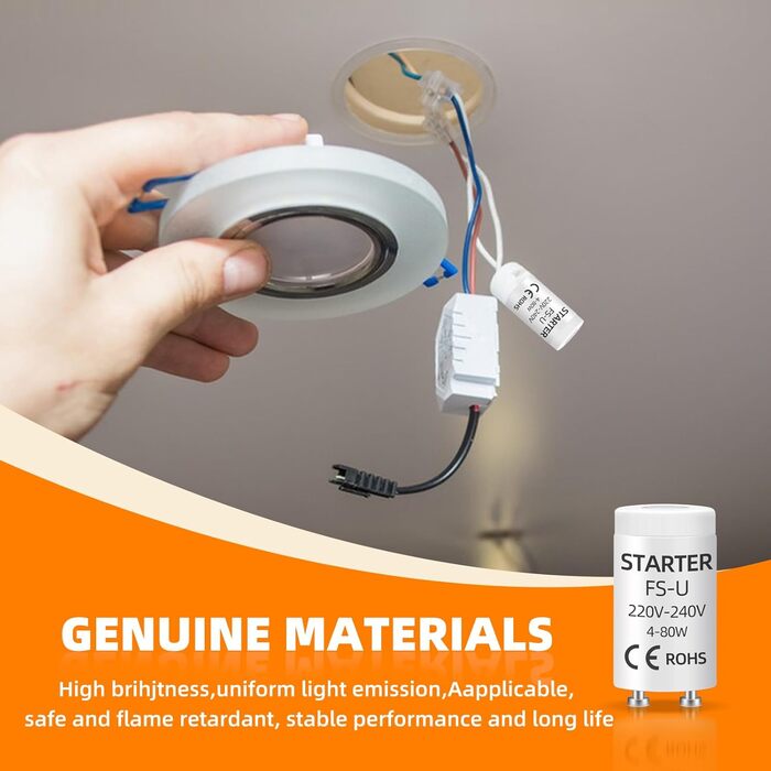 6pcs 4-80W FSU FSU Luminescent Tube Starter, AC 220-240V, UV Light Control Control Accessories, Long lifetime, Fits for Fluorescent Lamps, Aquarium UVC Lights, Neon Lights, 6pcs 4-80W FSU FSU Luminescent Tube Starter, AC 220-240V, UV Light Control Control
