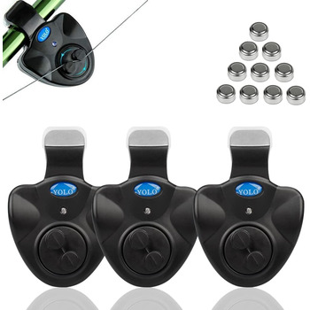 Чутливий сигналізатор клювання для риболовлі електронний зі світлодіодним світловим індикатором Вібрація свінгера на вудці Літнє спорядження рибалки Комплект рибальських снастей De 3 сигналізатори клювання