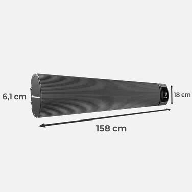 Інфрачервоний обігрівач KLAMER 2600 Вт WiFi радіаційний обігрівач із застосунком і таймером, кріплення на стелю та стіну, виявлення відкритого вікна, захист від перегріву, тихе радіаційне тепло для патіо, зимового саду та приміщень, чорний