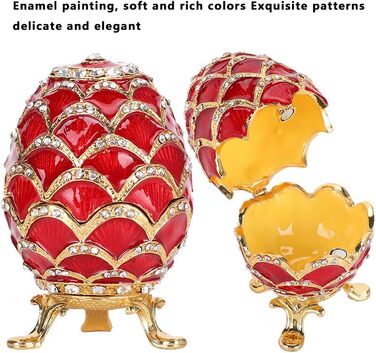 Шкатулка для дрібничок у стилі яйця, витончена шкатулка для дрібничок, позолочений емальований розписний органайзер для ювелірних виробів з подарунковою коробкою для декору дому