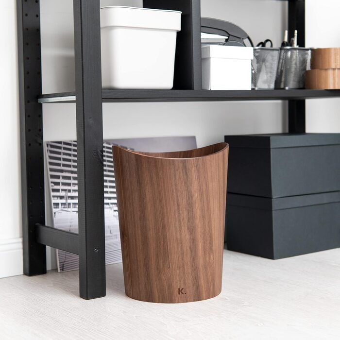 Відро для сміття з натурального дерева Brje Дерев'яне відро для сміття для офісу, дитячої кімнати, спальні тощо. 9 літрів горіх