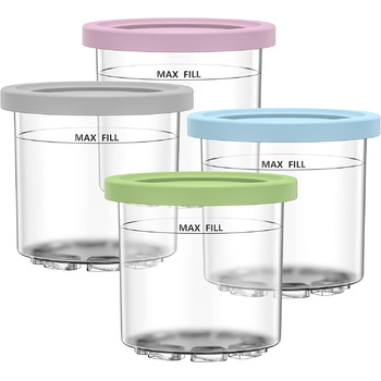 Набір GoMaihe з 4 контейнерів Creami для морожениці Ninja Creami - Ванни Аксесуари для NC301 NC300 серії NC299AMZ, без бісфенолу А, можна мити в посудомийній машині, герметично - в рожевому, зеленому, сірому та синьому кольорах