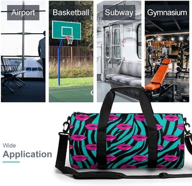 Спортивна дорожня сумка Червоні губи та зебра, унісекс, велика спортивна сумка-мішок