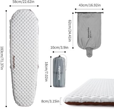 Термальний килимок для сну 5.8 R-value для кемпінгу 4 сезони Ультралегкий самонадувний килимок для сну Надувний матрац Міцний з надувним мішком Weib-5.8r-mummy