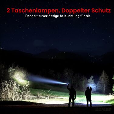 Акумуляторний світлодіодний ліхтарик Shadowhawk (2 шт.) Тактичний ліхтарик (2 перемикачі) 500 000 люменів надзвичайно яскравий, дальність до 1000 м, 12 годин роботи для кемпінгу/природи/походів, регульована яскравість, чорний