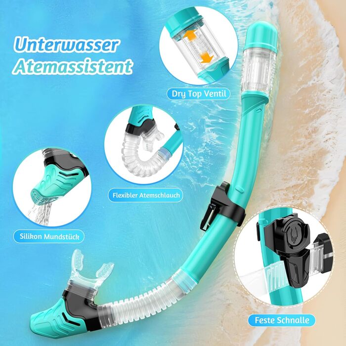 Дитячий комплект для підводного плавання, дитяча маска для дайвінгу з панорамною маскою для підводного плавання з широким оглядом 180 та захистом від запотівання, суха маска для підводного плавання з захистом для носа, зелена