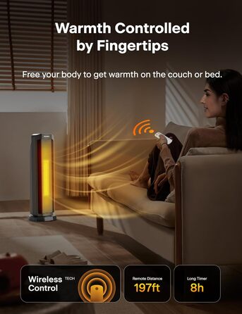 В 1 Електричний кімнатний обігрівач 2000 Вт з пультом дистанційного керування, енергоефективний, портативний керамічний нагрівач,
