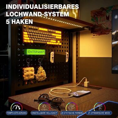 Ігровий стіл 120 x 50 см з перфорованою дошкою, розеткою та невеликим комп&39ютерним столом з двосторонніми полицями та сумкою для зберігання для домашнього офісу, чорний 120 x 50 см