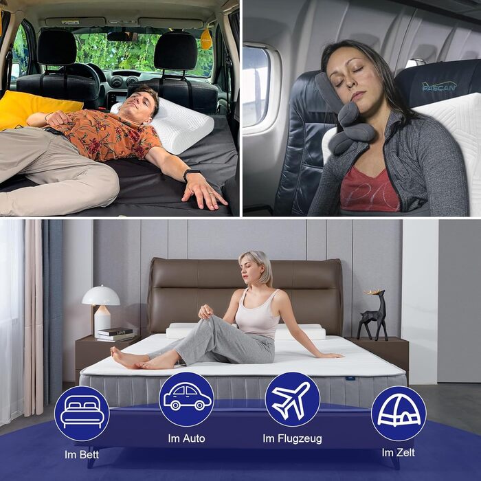 Подушка для шиї LAMB Pillow, ергономічна подушка для підтримки шиї з регульованою висотою з піни з ефектом пам&39яті з наволочкою, яку можна прати, 50x35 см, біла 1