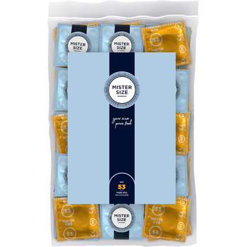 Презервативи MISTER SIZE, ультратонкі, 53 мм, упаковка 100 шт./надзвичайно тонкі, надзвичайно тонкі, змащені/виготовлені зі 100 натурального каучукового латексу вашого розміру M/природне відчуття, упаковка 100 шт.