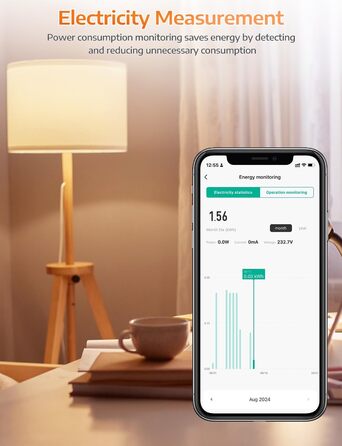 З вимірюванням струму, макс. 16A Smart Home Plug, сумісний з Alexa/Google Home, компактний дизайн, голосове керування, APP Remote Control, таймер, 13A