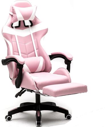 Ігрове крісло VDD Cyclone з підставкою для ніг - Офісне крісло - Гоночне ігрове крісло - Рожево-біле