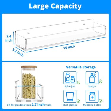 Настінний органайзер для спецій NIUBEE, 3 шт., прозора акрилова підставка для спецій, тримач для зберігання, підвісна підставка для спецій, органайзер для стіни, кухні, комори, дверцят шафи