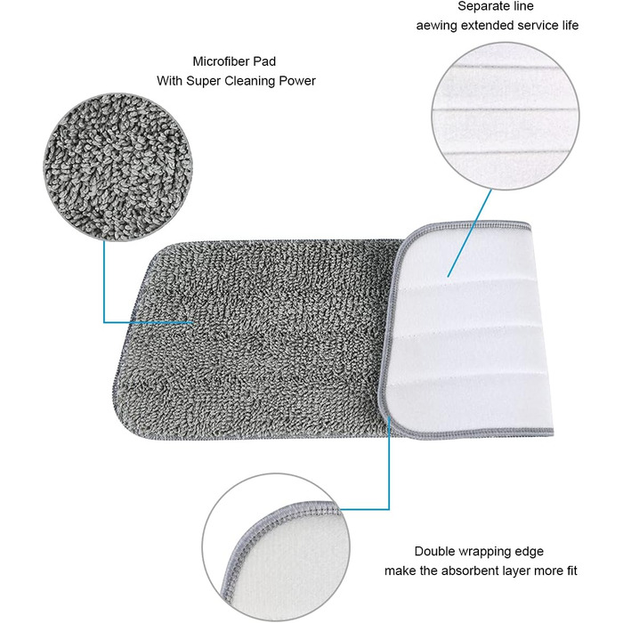 Подушечки для швабри Vicloon, 6 шт. , мікрофібра для чищення швабри, подушечки для чищення швабри для всіх швабр з розпилювачем та