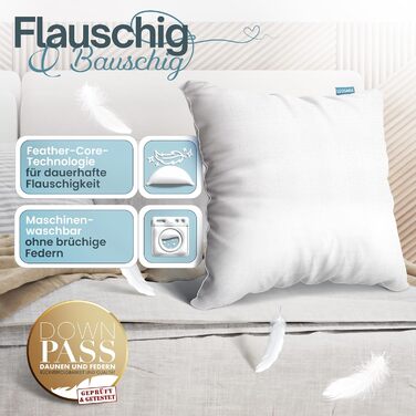 Камерна пухова подушка 80x80 Пухова подушка 80x80 см - Пухова подушка, пухова подушка 80x80 Підходить для алергіків Дихаюча Подушка, 90 пух, 10 пір&39я () 80x80 см, 3-