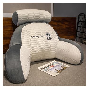 Подушка для читання SCARVES, з підтримкою для шиї/рук, латексна подушка Ice Silk, ергономічна подушка для спини для ліжка, чохли, що праються, для сидіння, читання або гри (колір чорний та білий, розмір 60 см x 60 см)