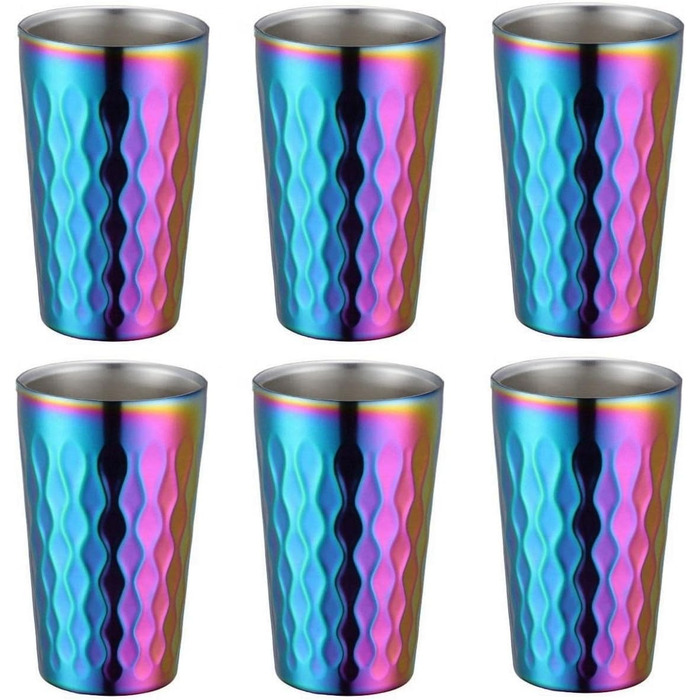 Двостінні чашки для води з нержавіючої сталі, 330 мл, штабельовані, ізольовані, для кемпінгу та використання на природі, срібні, 6 шт.