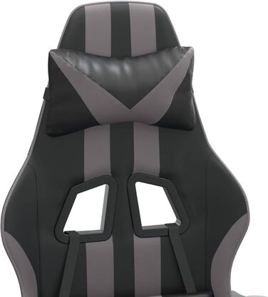 Ігрове крісло з підставкою для ніг, крісло для ПК, ігрове крісло, крісло для геймерів, крісла для ігор, крісла для кабінету, крісло для Playstation, комп&39ютерне крісло, обертове, чорно-сіра штучна шкіра