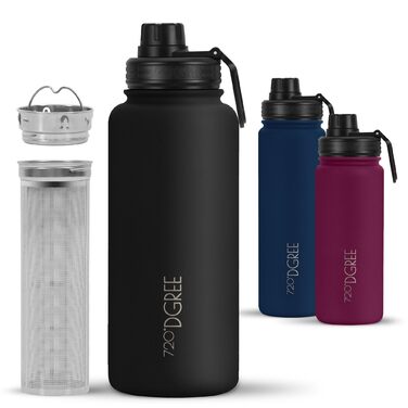 Термос для води 720DGREE з нержавіючої сталі 950 мл noLimit фруктовий інфузер - герметичний, підходить для газованих напоїв, без BPA - ізольований пляшка з кришкою, що закручується, для спорту, активного відпочинку, фітнесу спортивна кришка 950 мл 01 Онік