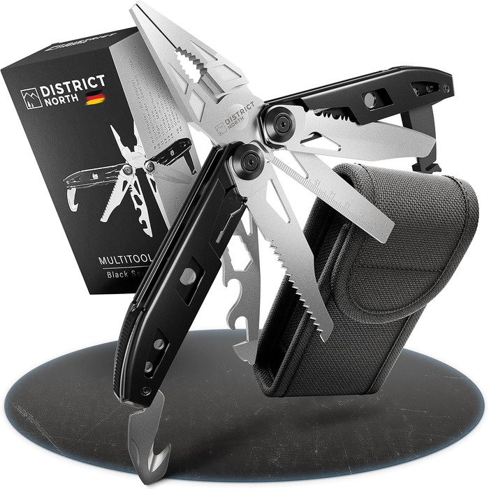 Складаний багатофункціональний інструмент District North Multitool Black Series з 16 інструментами Універсальний мультитул зі скла