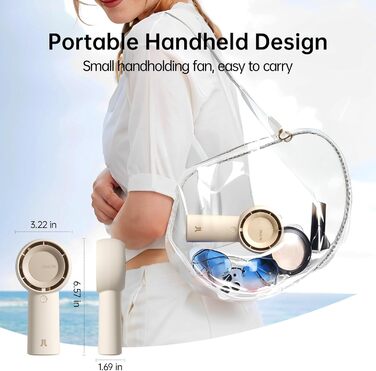 Портативний міні-вентилятор JISULIFE Turbo Handheld Fan Battery 16 годин тривалої роботи 4000mAh Портативний міні-вентилятор USB, перезаряджається з 5 швидкостями для подорожей/на вулиці/дому/офісу - коричневий