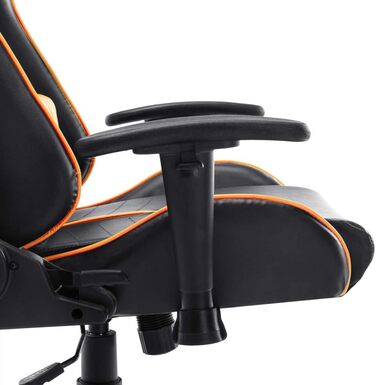 Геймерське крісло, чорно-помаранчева штучна шкіра