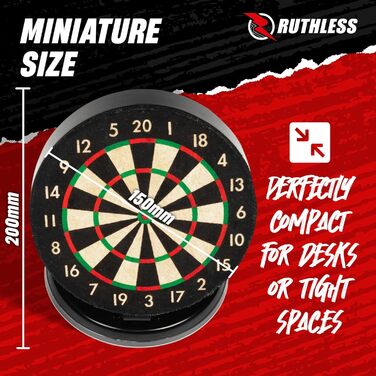 Набір міні-дартсів Ruthless Мініатюрні дротики та набір мішеней для дому та офісу, включаючи міні-дарти зі сталевим наконечником