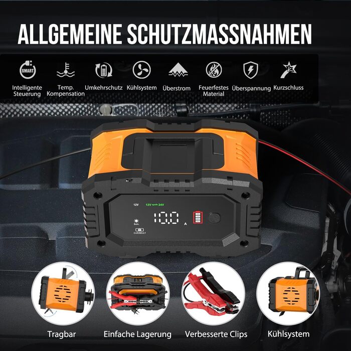 Автомобільний зарядний пристрій NEXPEAK NC202 10A, 12В 24В LiFePO4 зарядний пристрій, зарядний пристрій для акумуляторів, автомобі