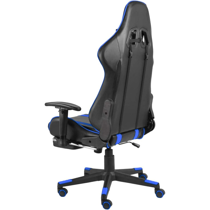 Геймерське крісло з підставкою для ніг, обертове, синій ПВХ, для дорослих, крісло для ПК, ігрове