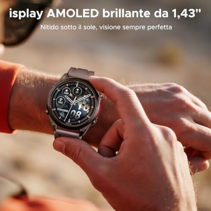 Розумний годинник DOOGEE Anywise W1 Pro для чоловіків, дводіапазонний GPS та офлайн-карти, водонепроникність 5 атм, 12 днів роботи від акумулятора, 1,43-дюймовий AMOLED HD, понад 170 спортивних режимів, Bluetooth-дзвінки, сумісний з Android/iOS, 2 чорних 