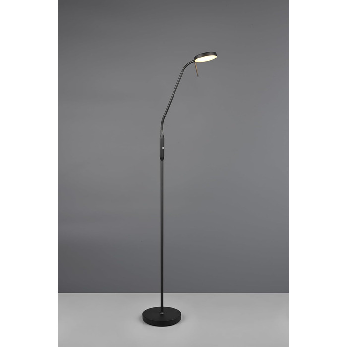 Світлодіодна торшерна лампа Reality Moreno R44561132, матовий чорний метал, 3 Вт LED, акумулятор із зарядною станцією, сенсорний диммер, регулювання кольору світла
